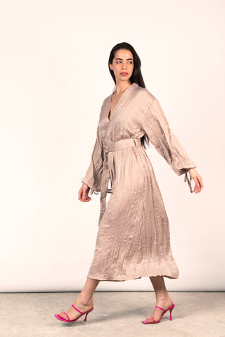 Wrinkled Shimmer Dress - Champagne