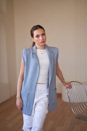 Shiny Indigo Waist Coat