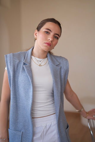 Shiny Indigo Waist Coat