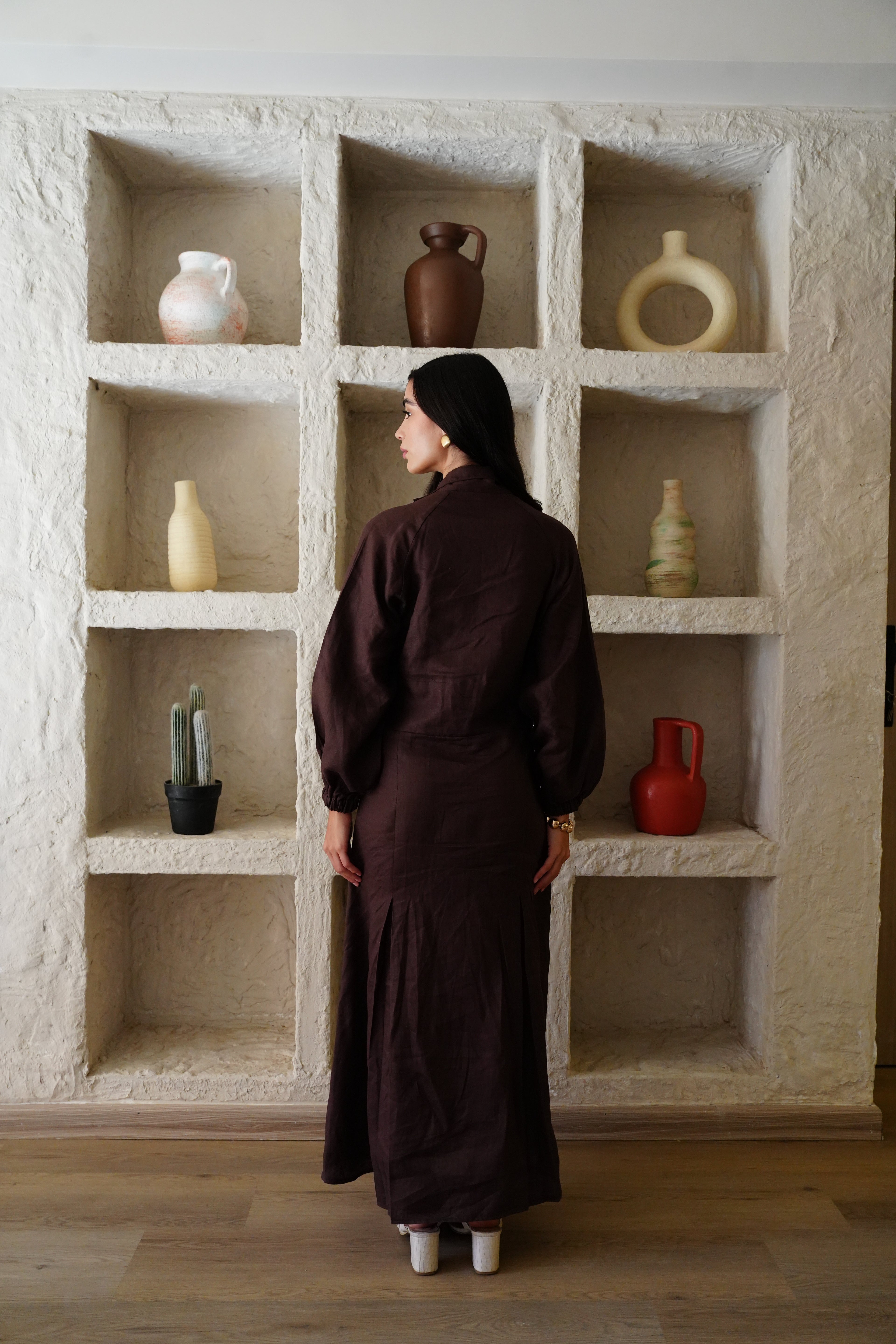 Naomi Linen Dress - Brown
