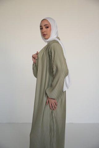 Pleats Bloom Kimono - Light Sage