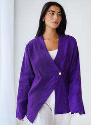 Golden Touch Linen Top - Purple