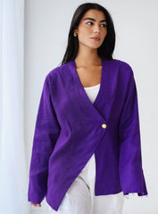 Golden Touch Linen Top - Purple
