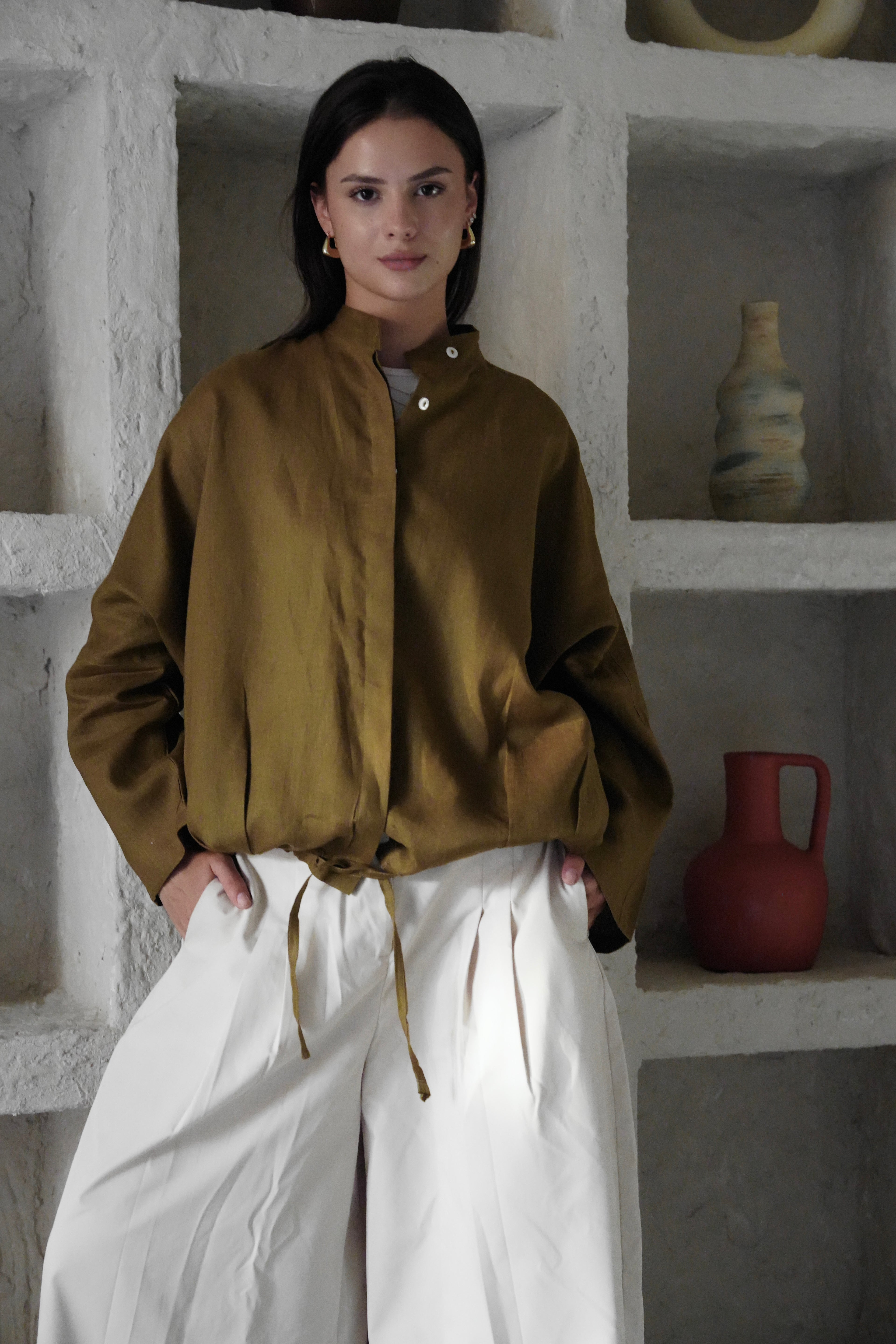 The Linen Edit Shirt - Curry
