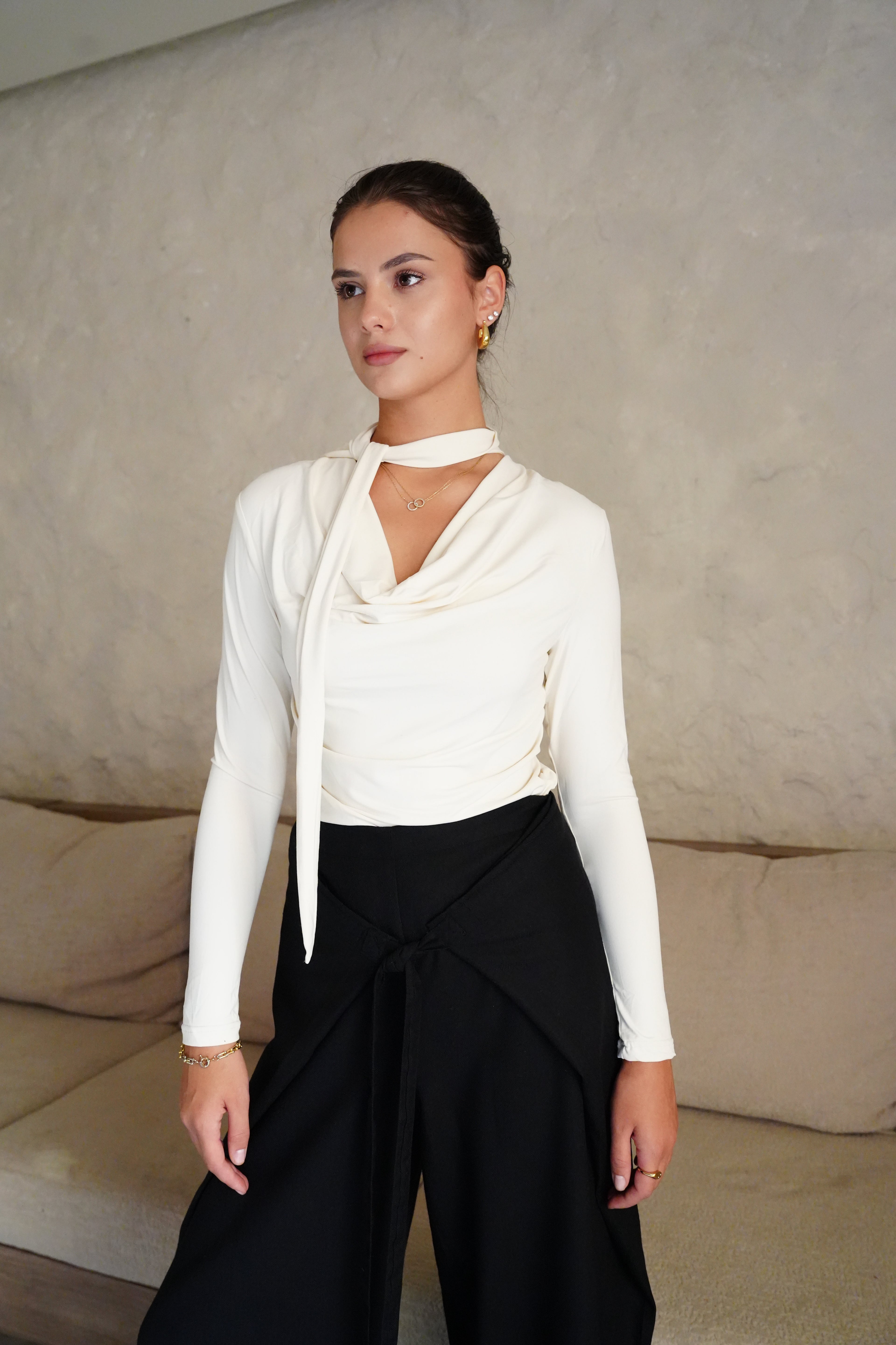 The Stretch Tie Top - Off White