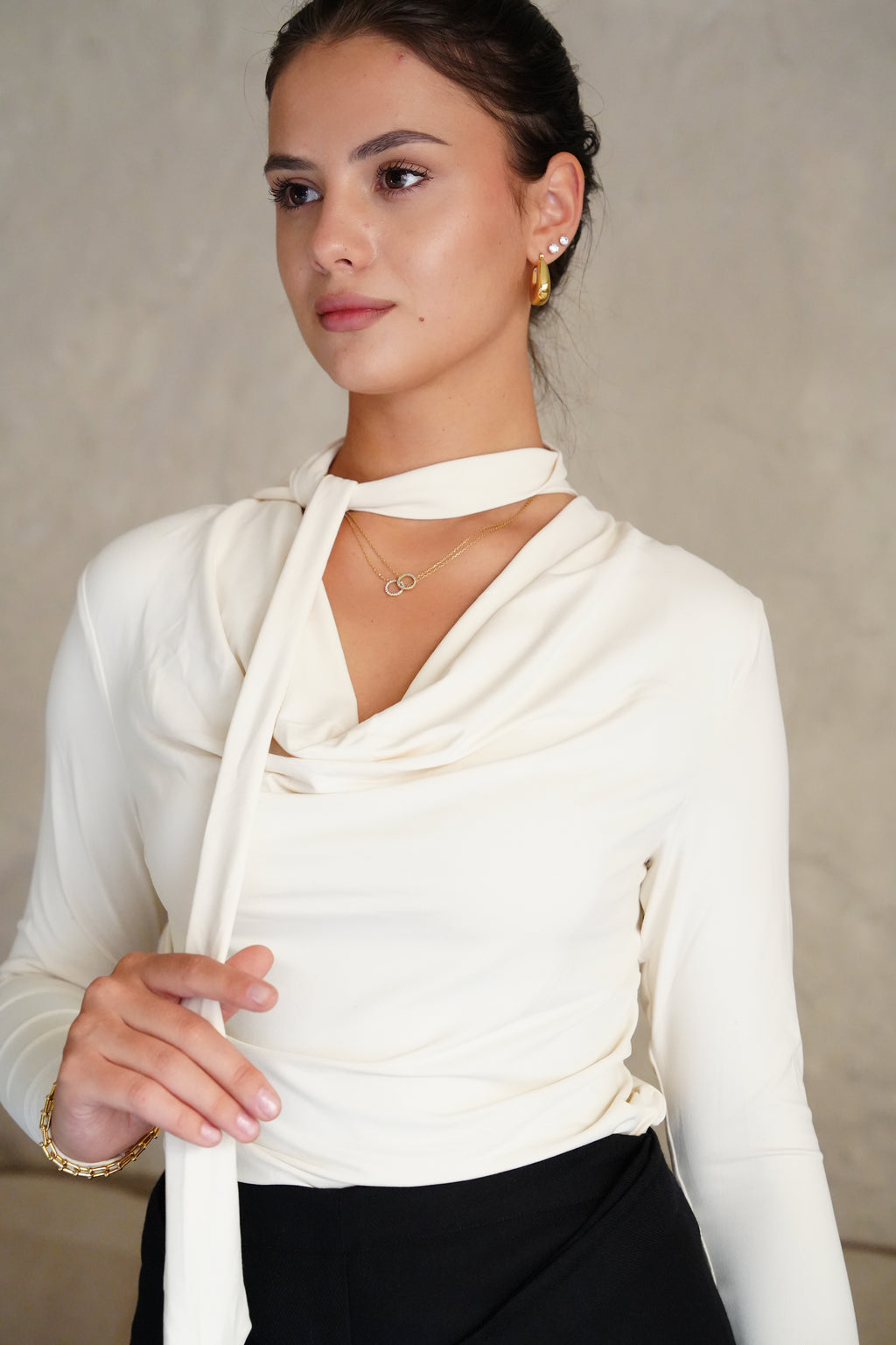 The Stretch Tie Top - Off White