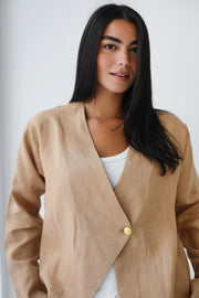 Golden Touch Linen Top - Camel