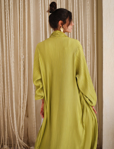 Pleats Bloom Kimono - Lime