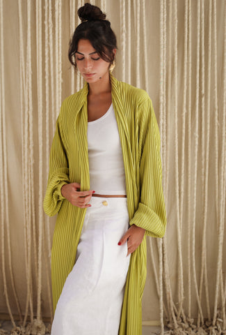 Pleats Bloom Kimono - Lime
