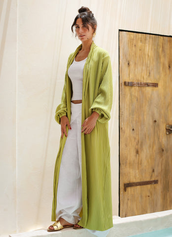 Pleats Bloom Kimono - Lime