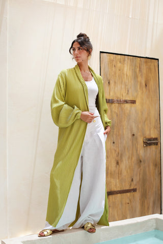 Pleats Bloom Kimono - Lime