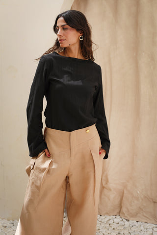 Nour Slit Top - Black
