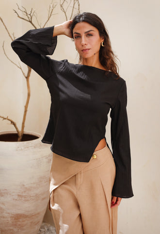 Nour Slit Top - Black