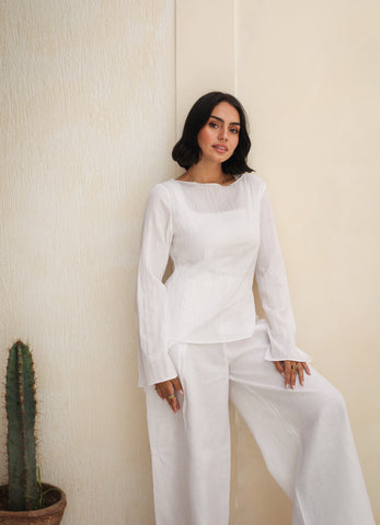 Nour Slit Top - White
