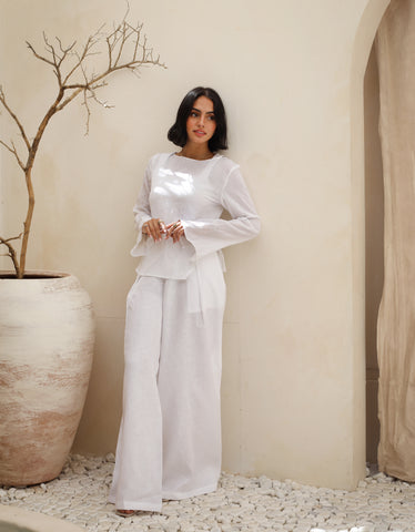 Nour Slit Top - White