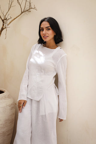 Nour Slit Top - White